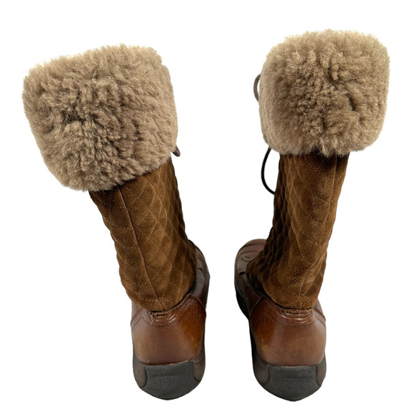 Dansko Kassidy Winter Boots Womens 5.5 6 EUR 36 Brown Leather Lace Up Fur - Picture 4 of 8